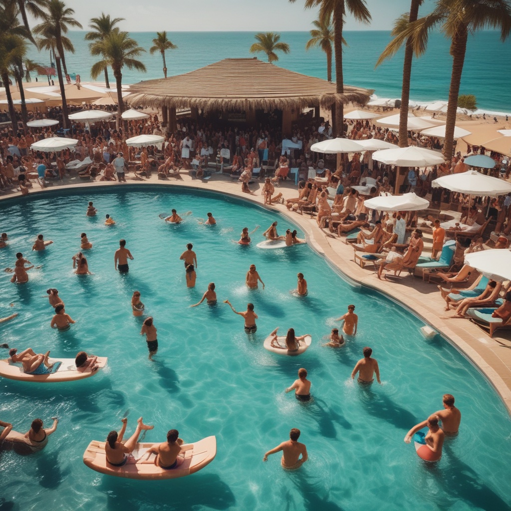 Day club with people enjoying in the water