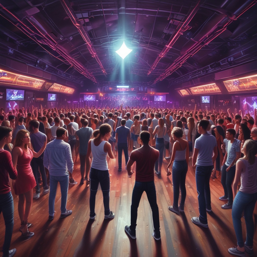 Nightclub with crowded dance floor
