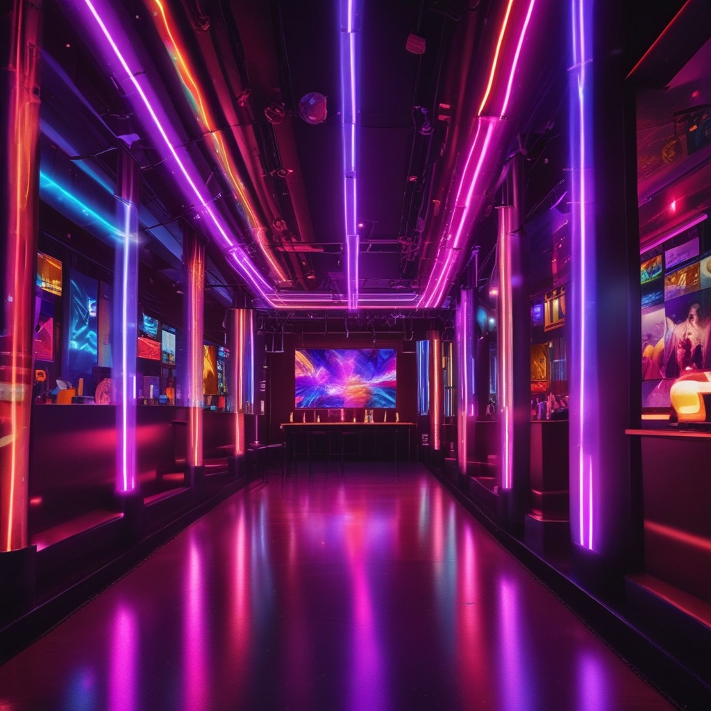 Nightclub with vibrant lights